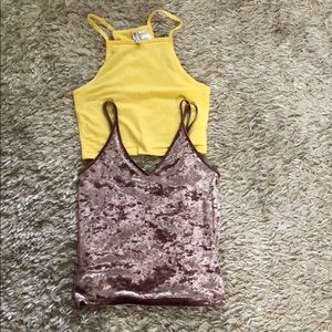 Bundle 1 pink velvet crop top and 1 yellow.